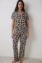 Leopard Chally Shirt Trousers Multicolored Pajama Set