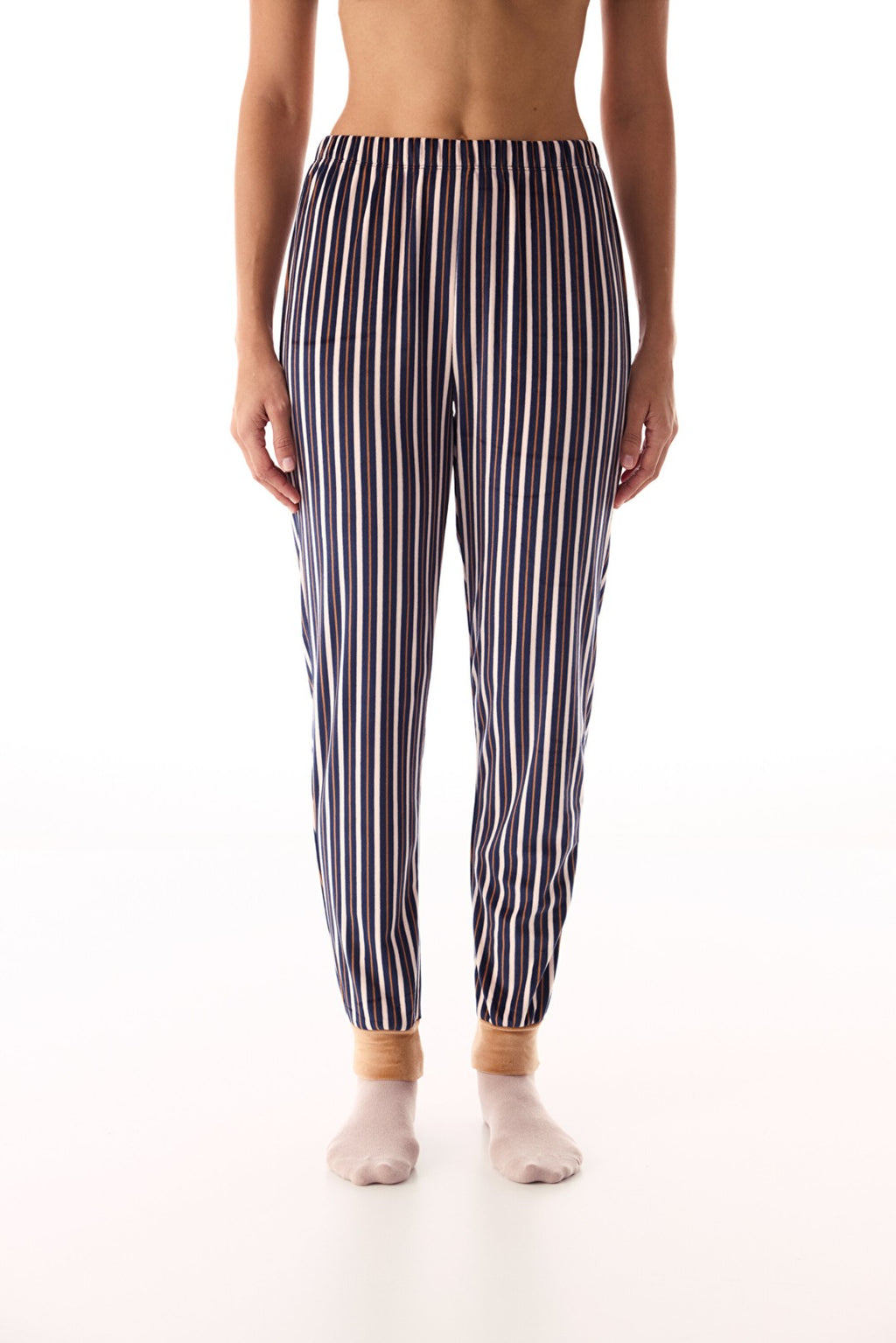Navy Striped Pajama Bottoms
