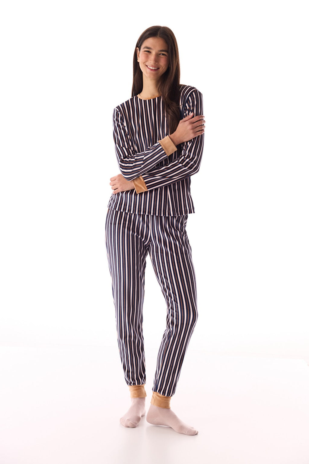 Navy Striped Pajama Bottoms