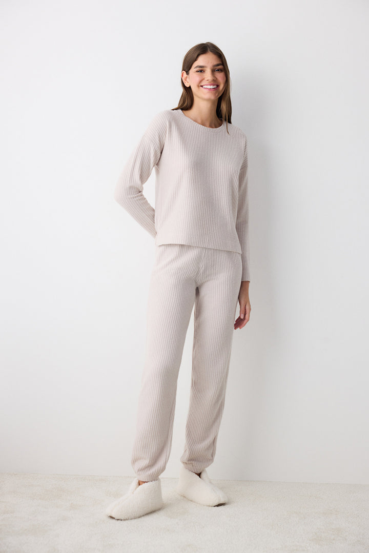 Alia Waffle Grey Trousers