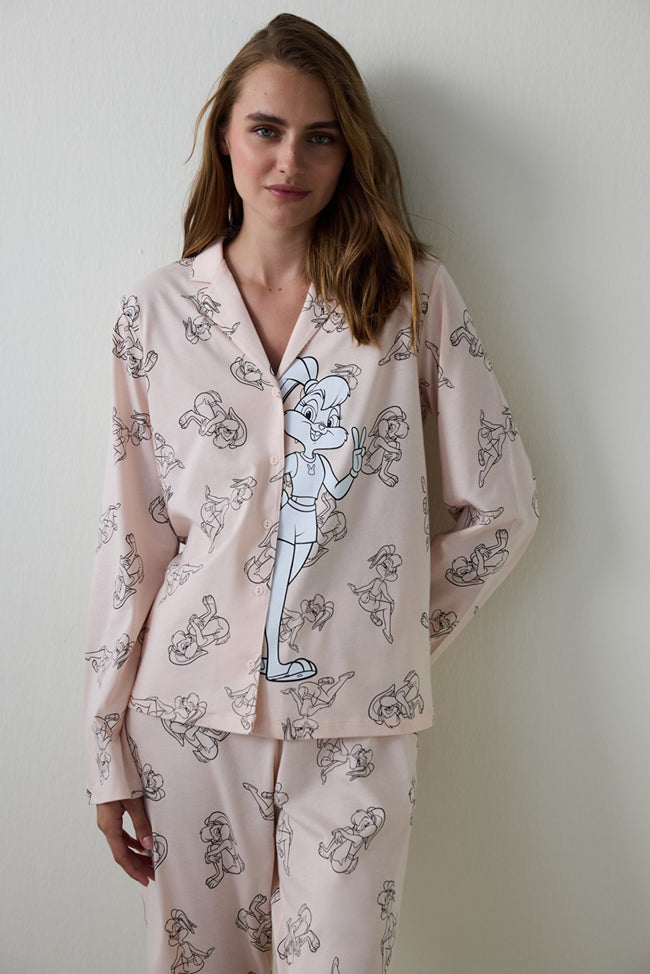 Light Pink Lola Bunny Shirt Collar Long Sleeve Pajama Set Main Image