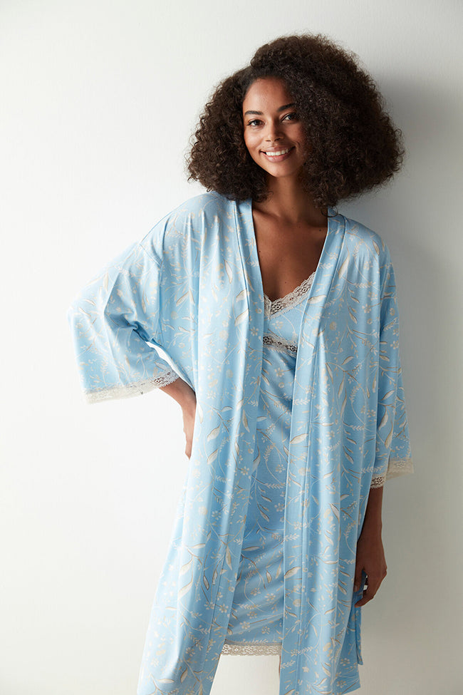 Maye Patterned Dressing Gown Hover Image