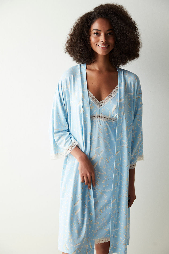 Maye Patterned Dressing Gown