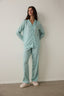 Mint Sleep-In Star Patterned Shirt Collar Long Sleeve Pajama Set