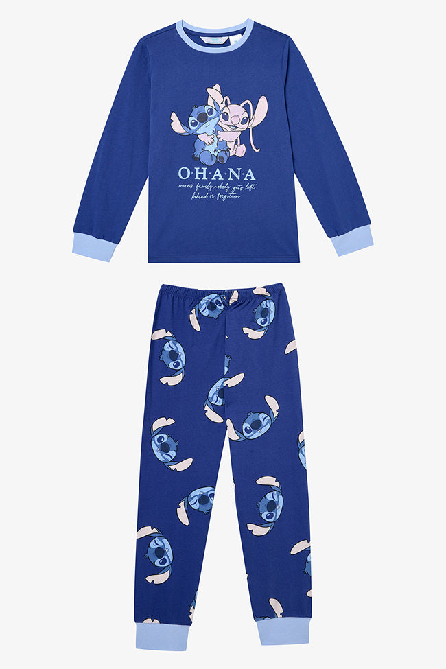 Unisex Kids Fam Stitch Dark Blue Pajama Set Hover Image