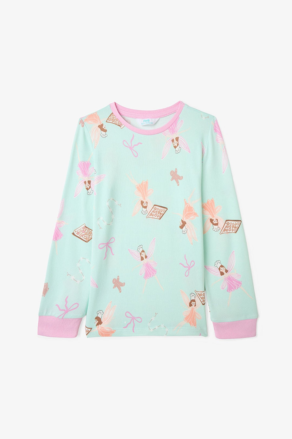 Light Mint Girls Fairy Print Long-Sleeve Pajama Set