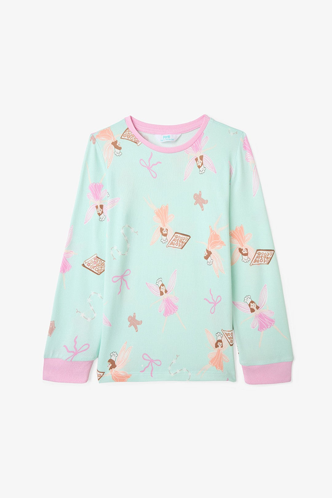 Light Mint Girls Fairy Print Long-Sleeve Pajama Set
