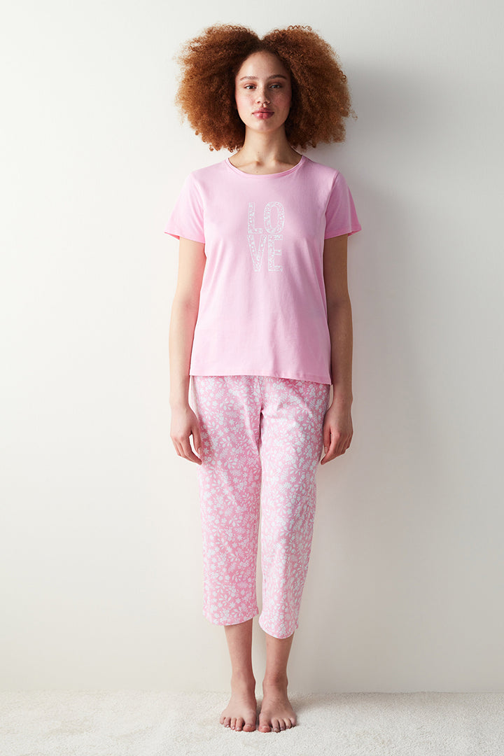 Ent Love Pink Capri Pajama Set