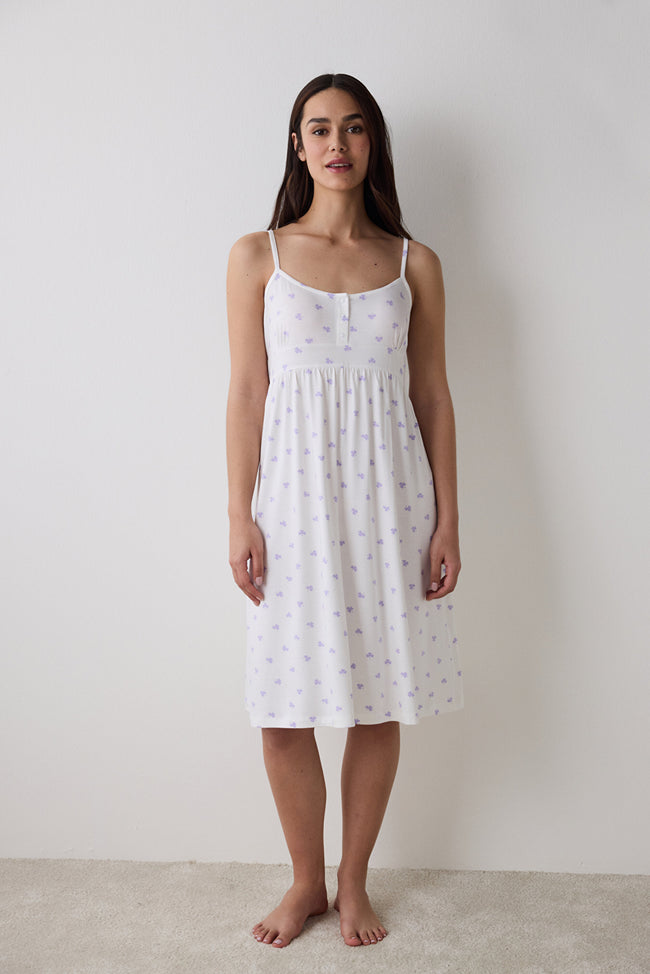 Lana Printed Off White Nightgown Hover Image