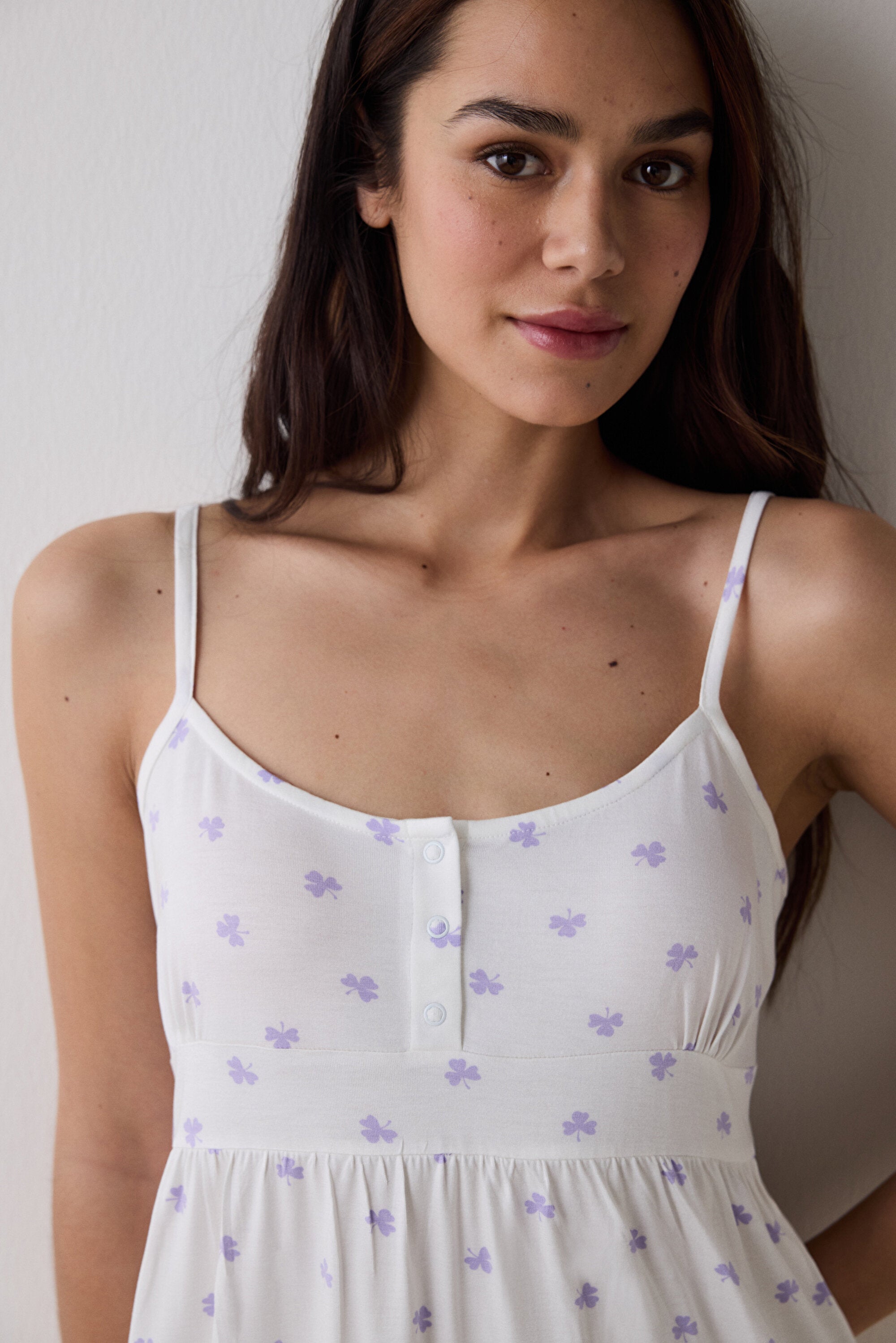 Lana Printed Off White Nightgown