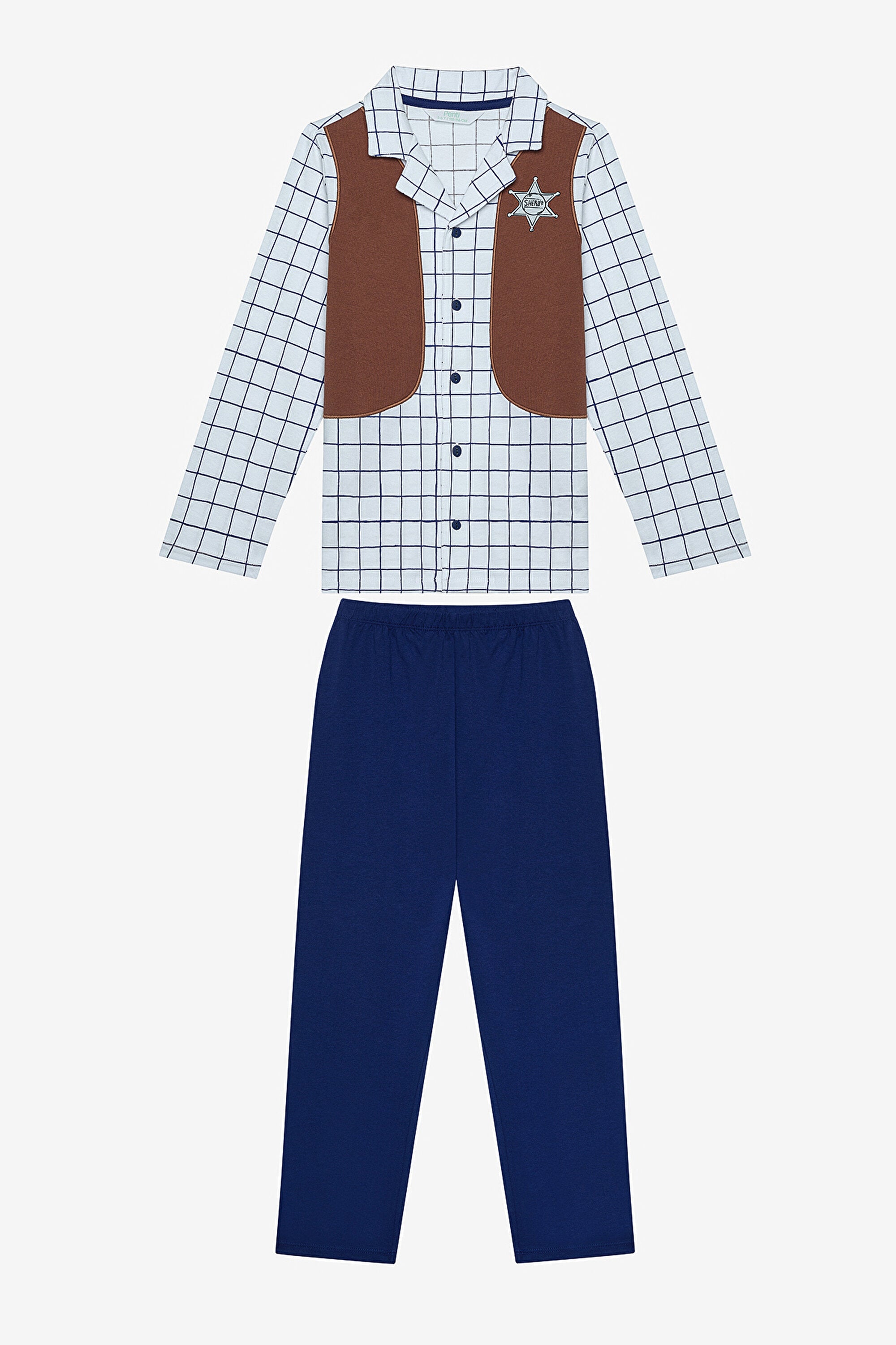 Boy Sheriff Shirt Multicolored Pajama Set