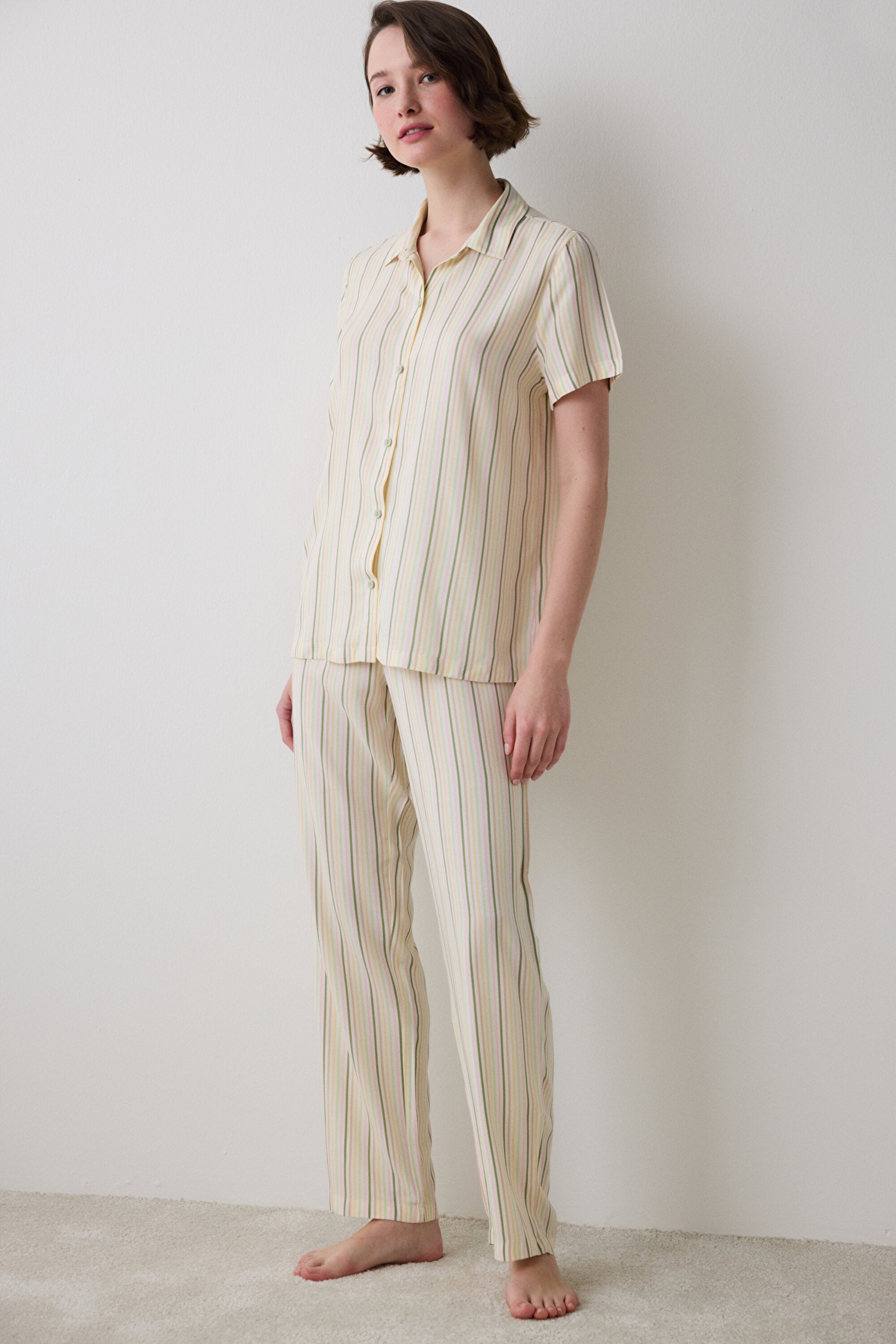 Iris Striped Shirt Pants Multicolored Pajama Set