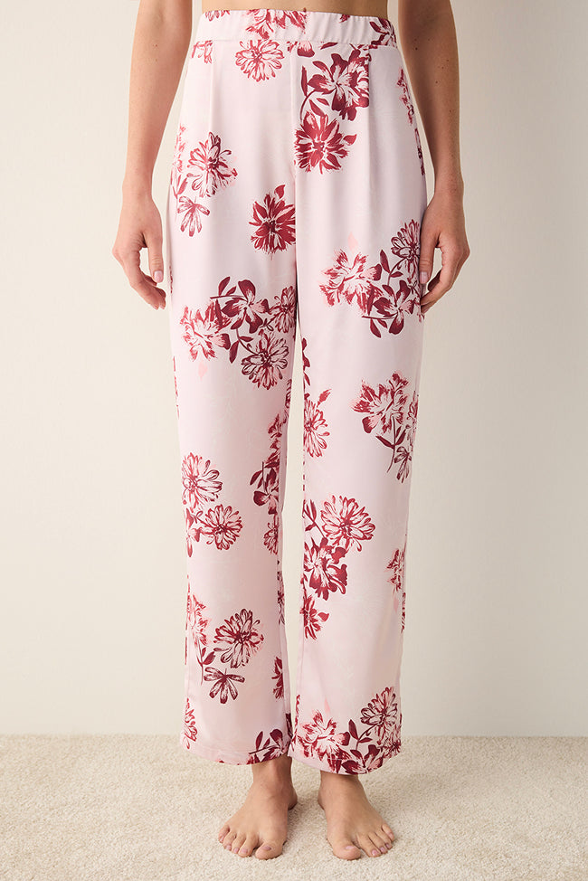 Naya Satin Pink Pants Pajama Bottoms Hover Image