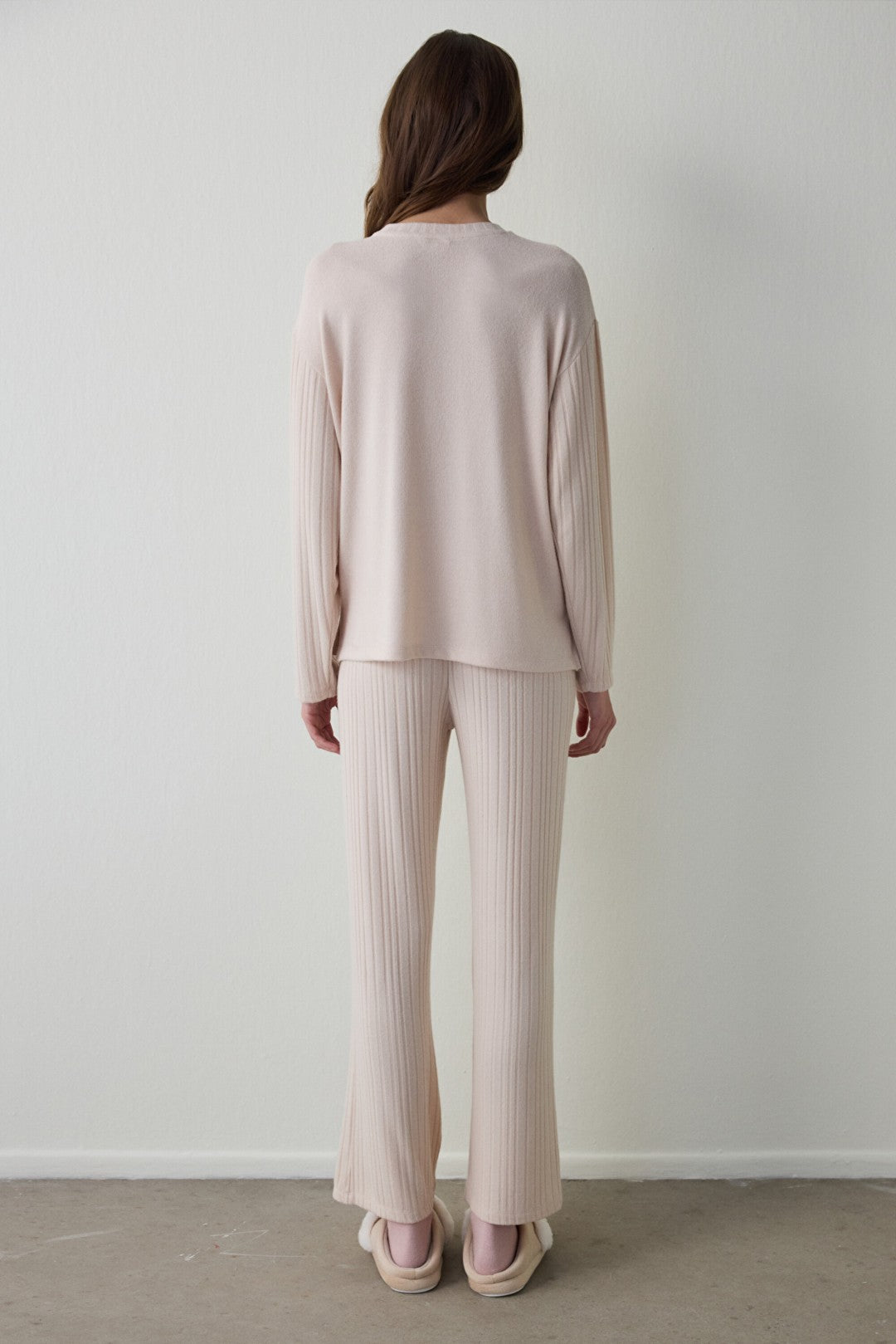 Dark Green Coziness Crew Neck Long Sleeve Pajama Set