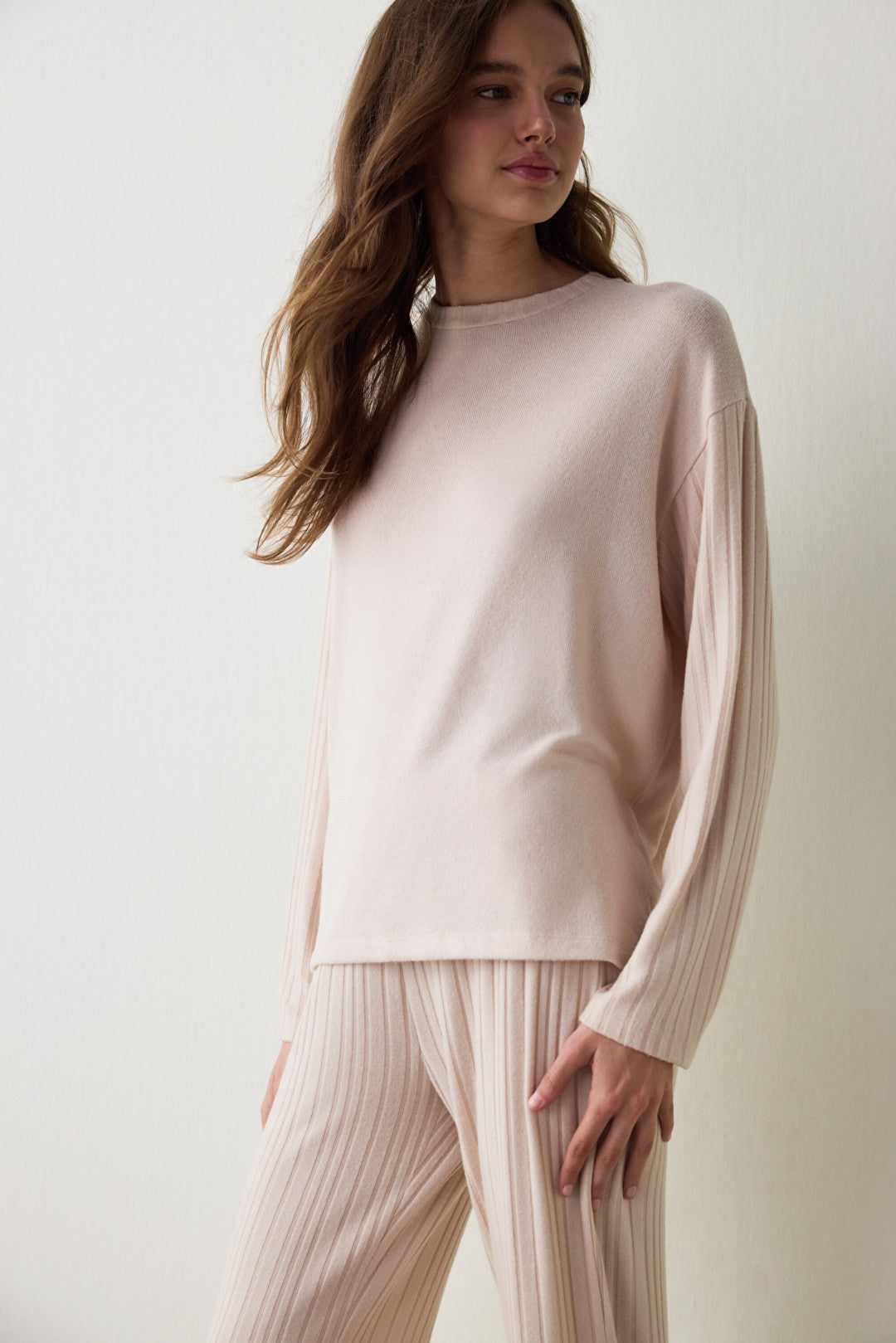 Dark Green Coziness Crew Neck Long Sleeve Pajama Set