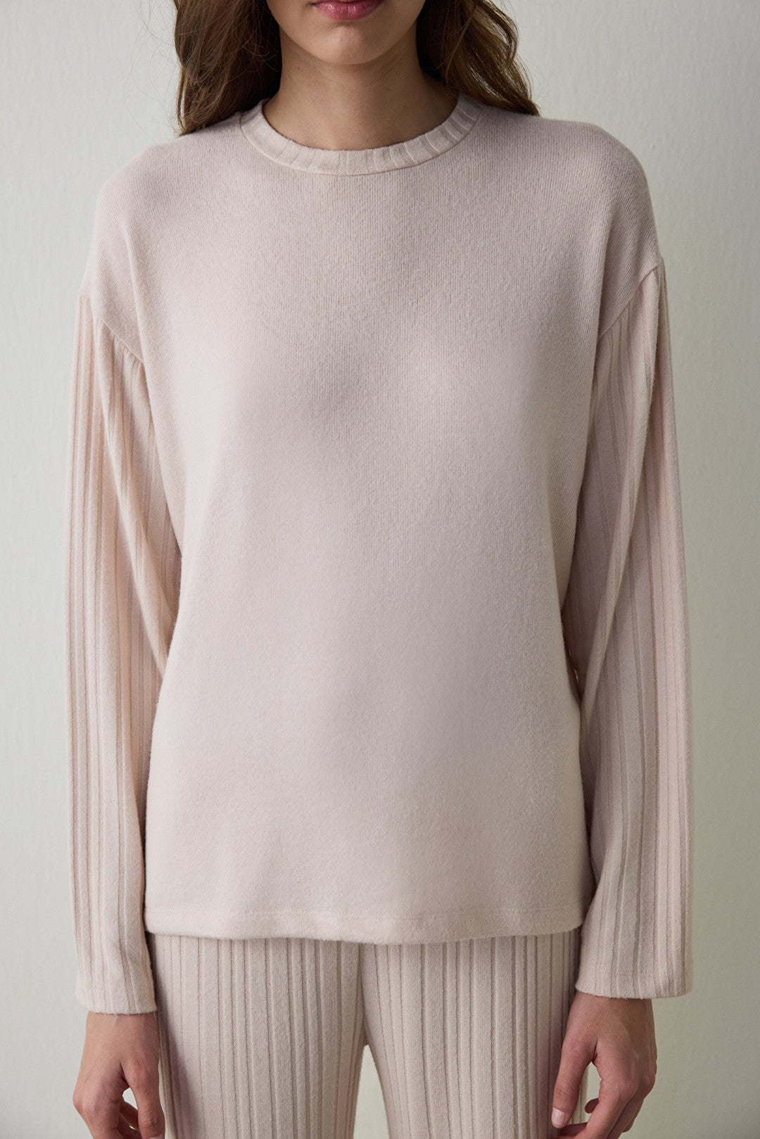 Dark Green Coziness Crew Neck Long Sleeve Pajama Set