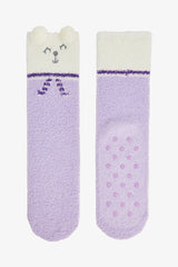 Lilac Cuteness Fluffy Embroidered Ankle Socks