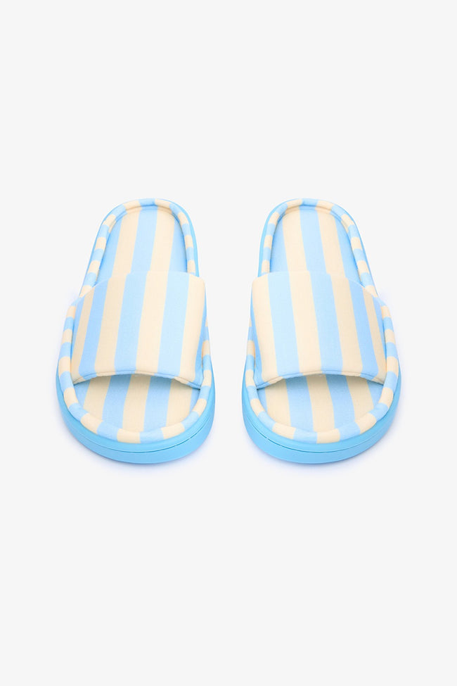 Mona Striped Light Yellow Slippers Hover Image
