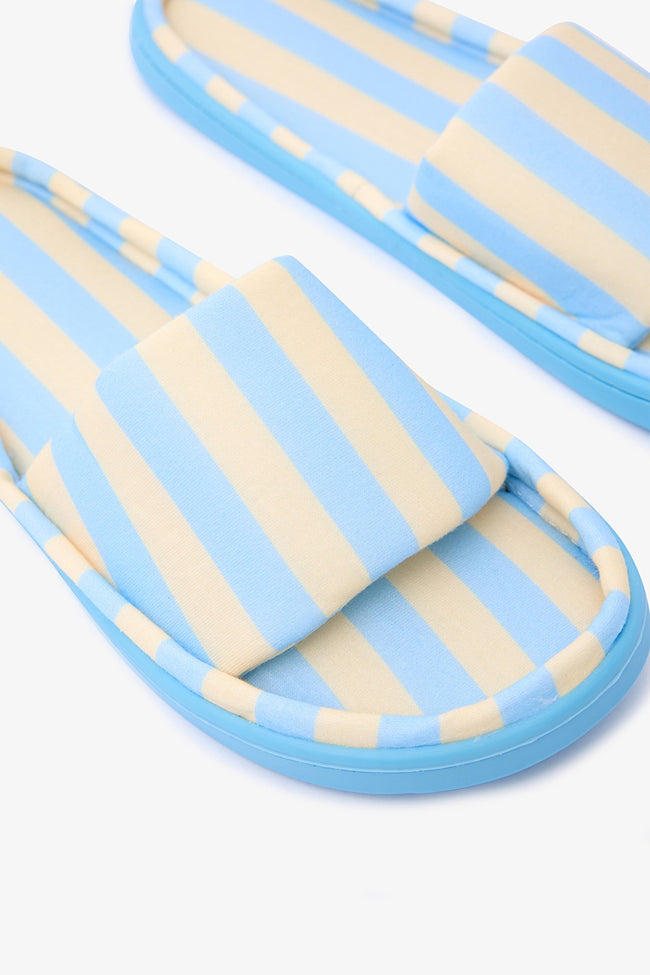 Mona Striped Light Yellow Slippers Main Image