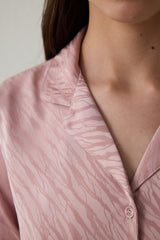 Dusty Rose Emma Shirt Collar Long Sleeve Satin Pajama Set