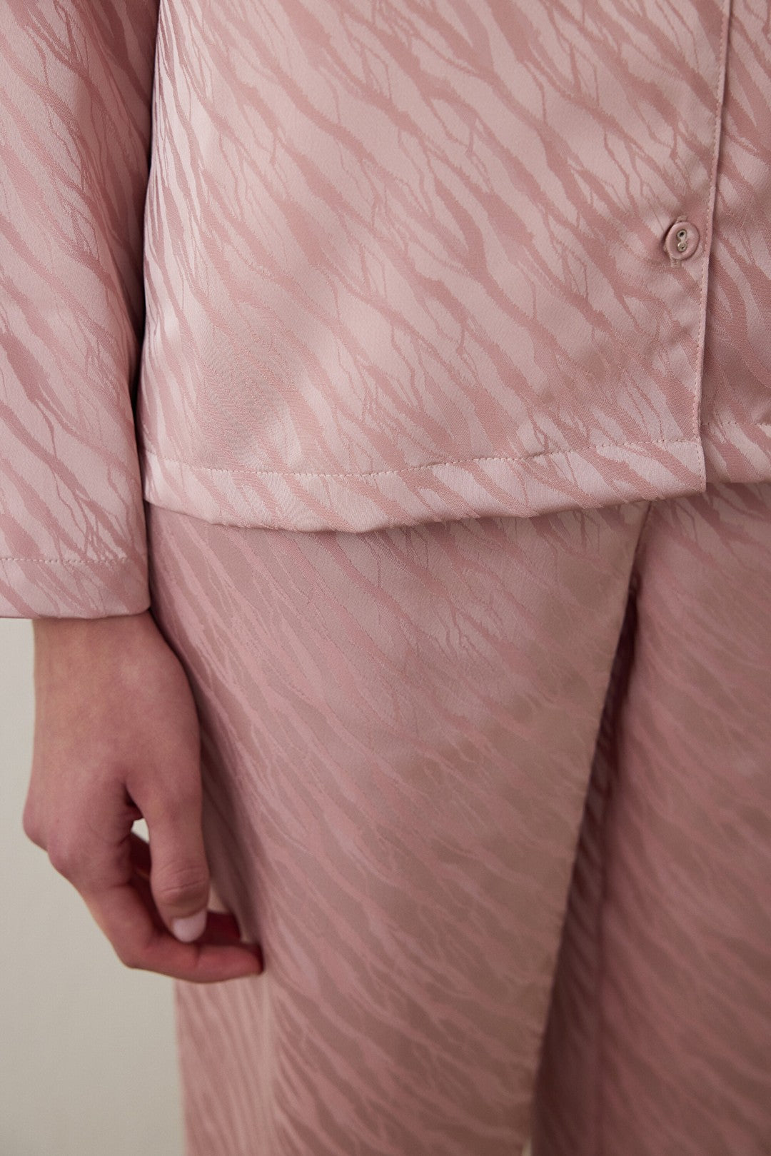 Dusty Rose Emma Shirt Collar Long Sleeve Satin Pajama Set