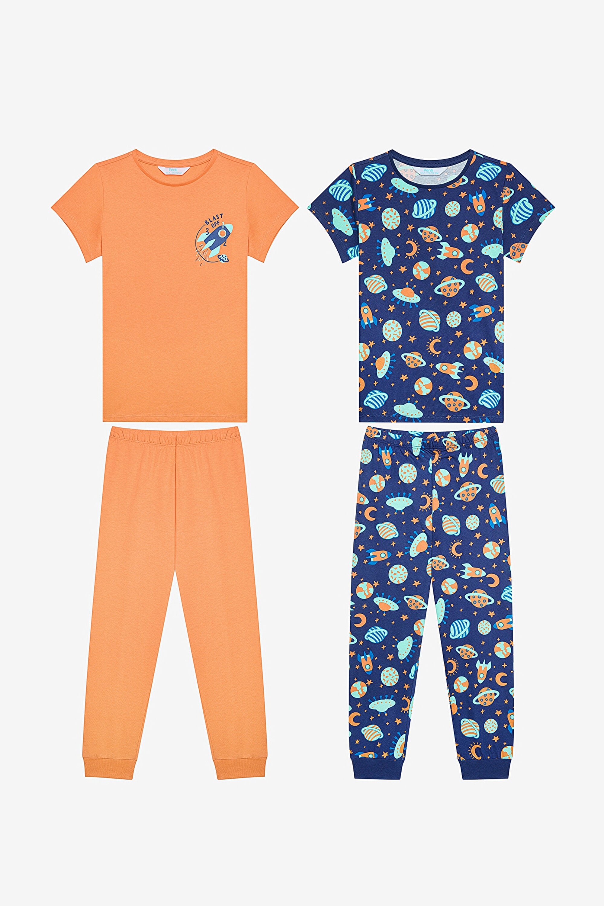 Boy Blast Off 2-Piece Multicolored Pajama Set