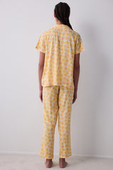 Sunny Floral Shirt Pants Yellow Pajama Set