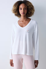 Dreamy Off White T-Shirt Pajama Top