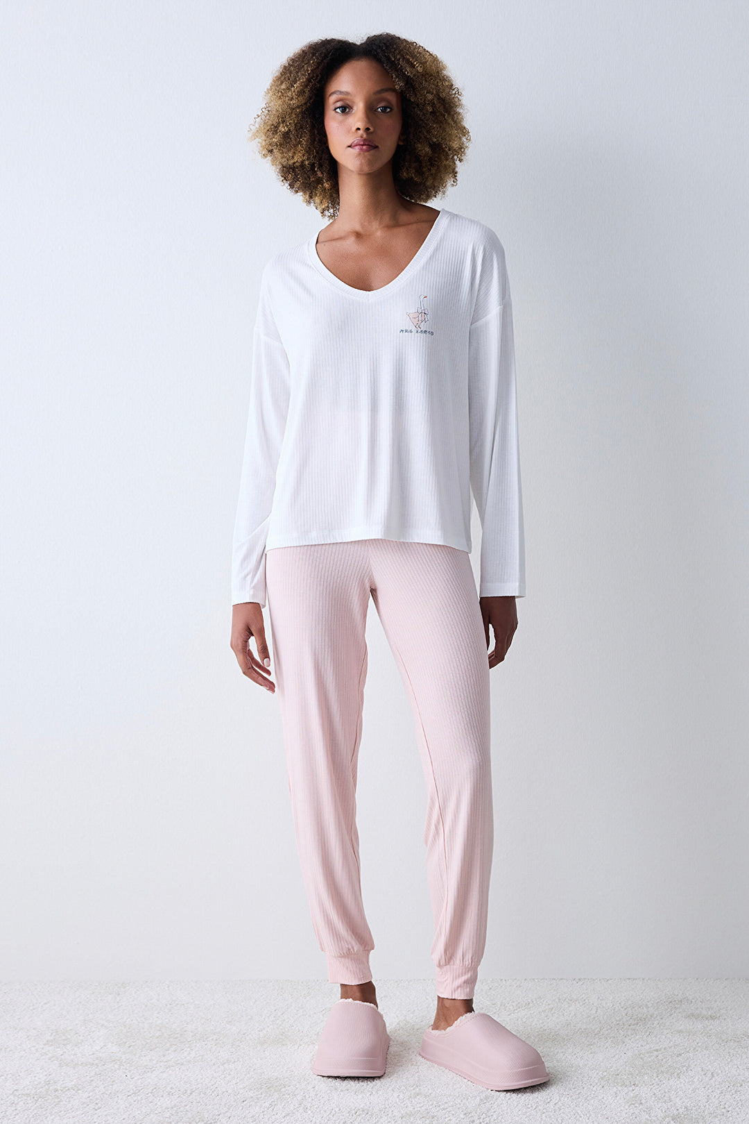 Dreamy Off White T-Shirt Pajama Top