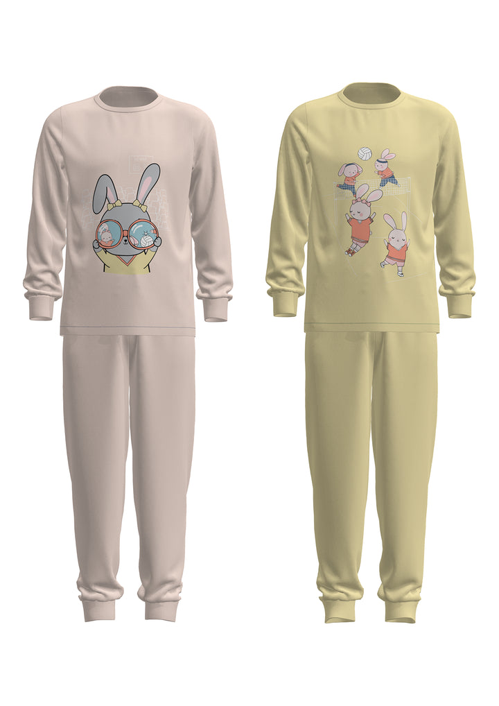 Cotton Girls Volleybunny 2-Piece Multicolored Pajama Set