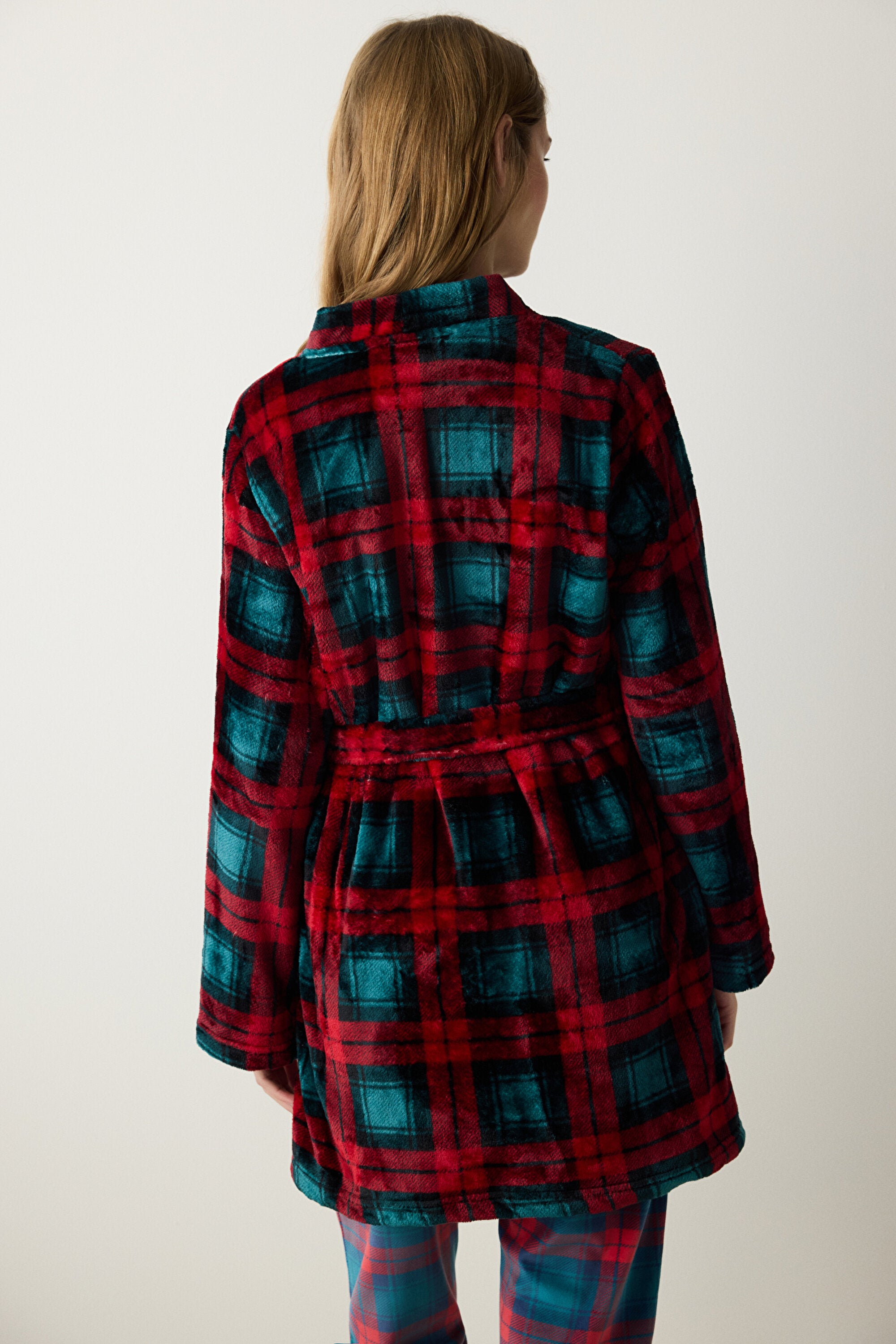 NY Checked Soft Multicolored Dressing Gown
