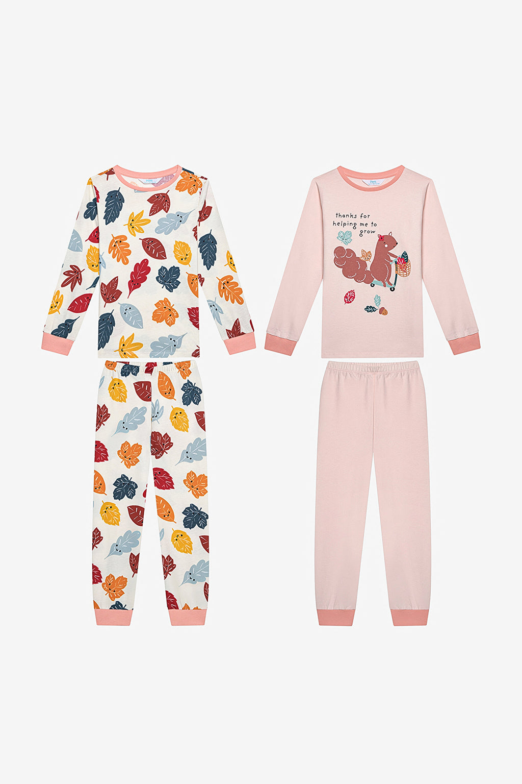 Cotton Girls Squirrel 2-Piece Multicolored Pajama Set