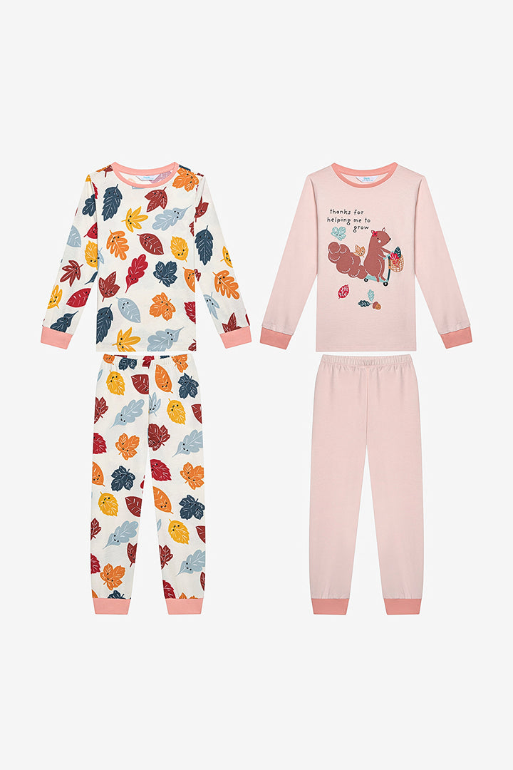 Cotton Girls Squirrel 2-Piece Multicolored Pajama Set