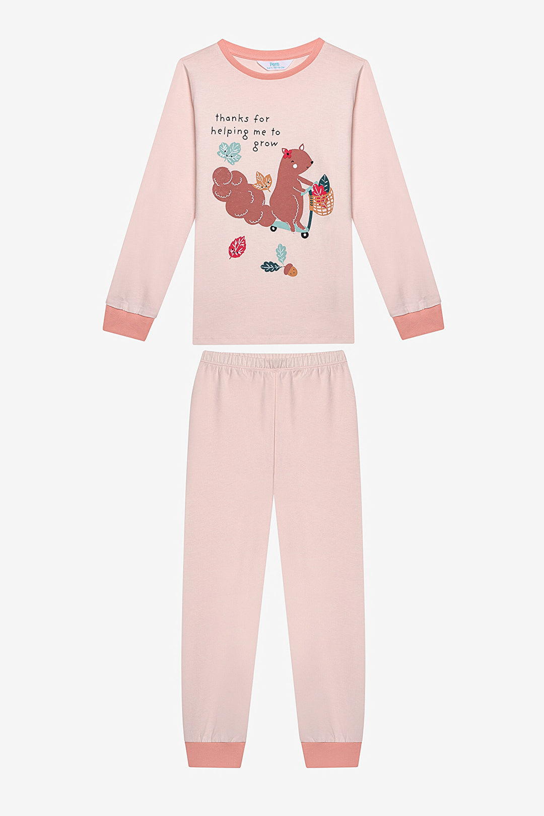 Cotton Girls Squirrel 2-Piece Multicolored Pajama Set