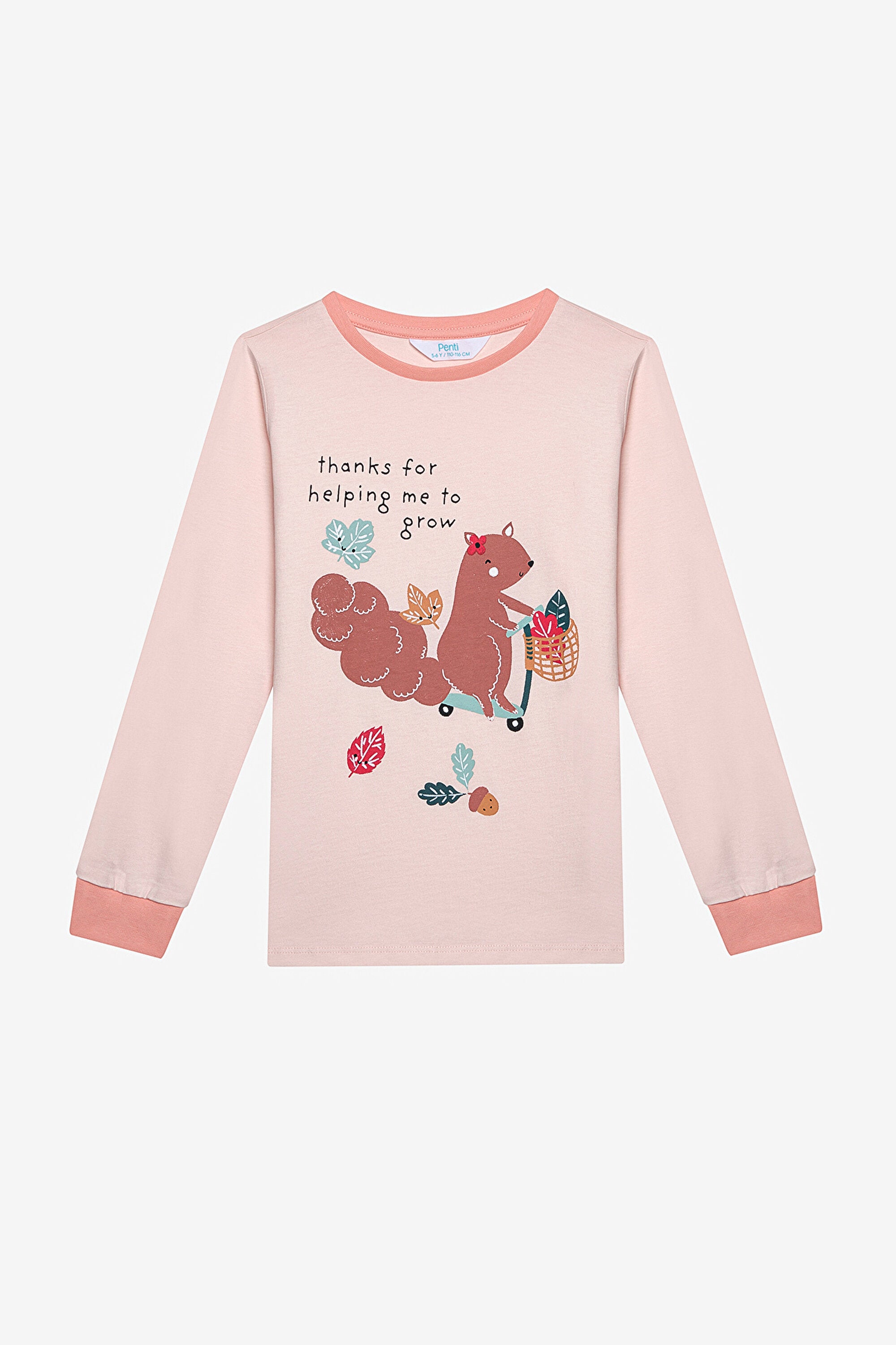 Cotton Girls Squirrel 2-Piece Multicolored Pajama Set