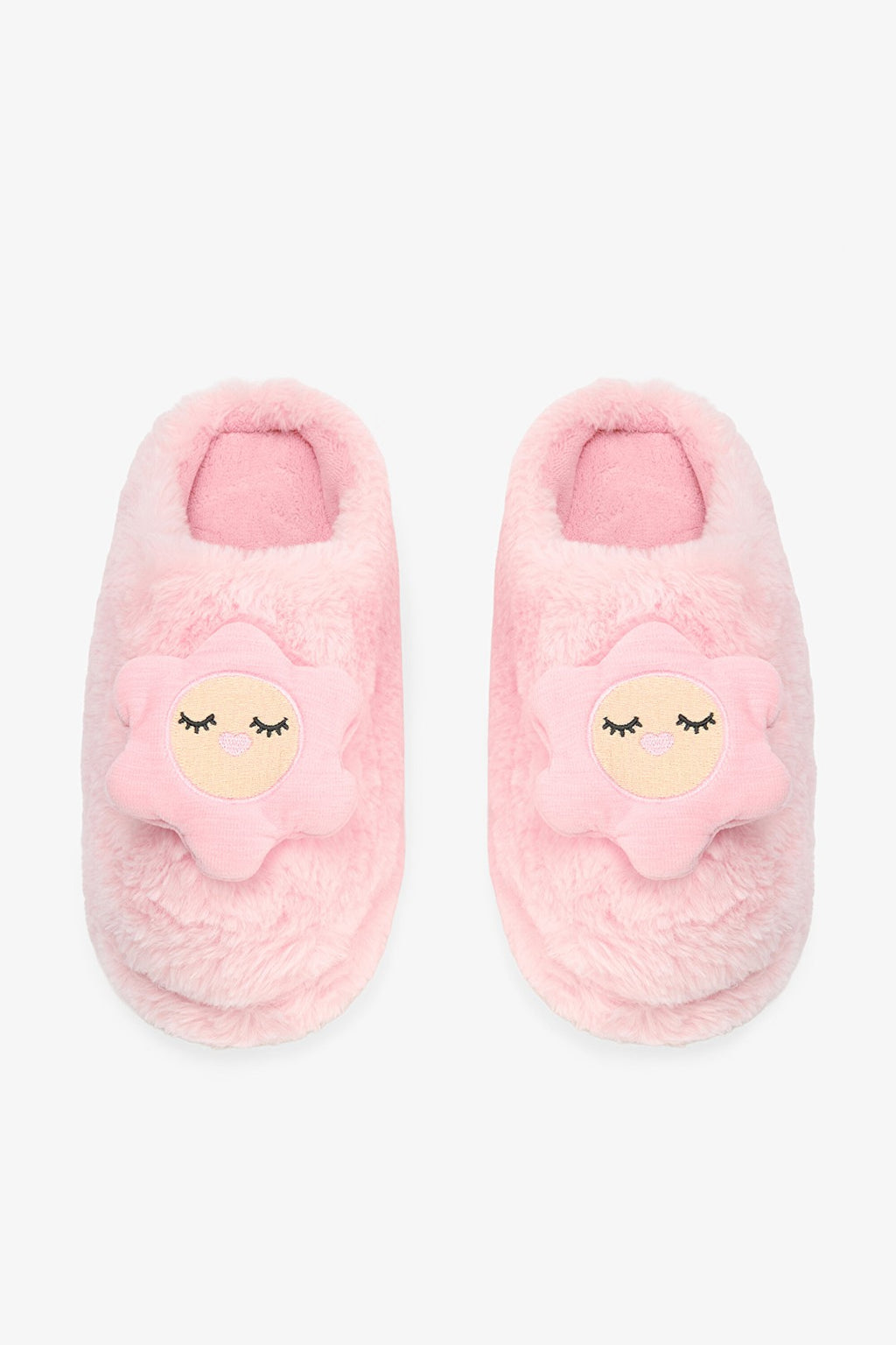 Light Pink Happy Flower 3D Floral Embroidered Slippers