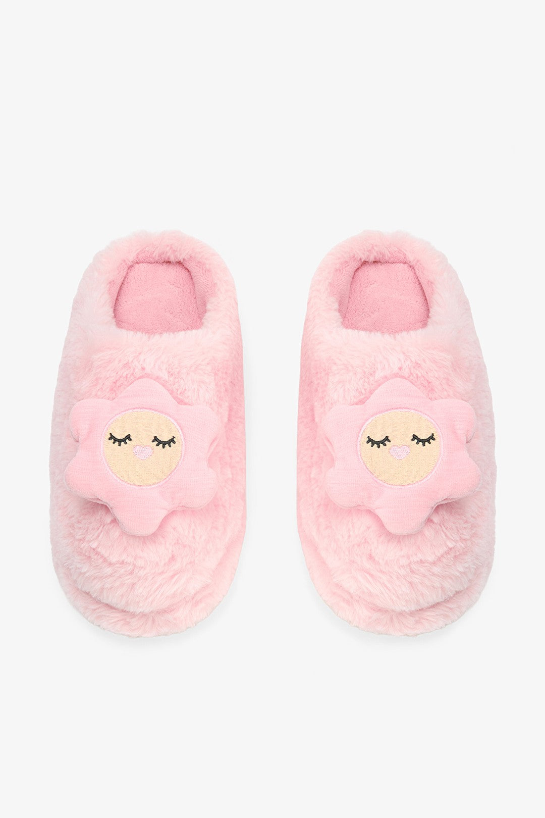 Light Pink Happy Flower 3D Floral Embroidered Slippers