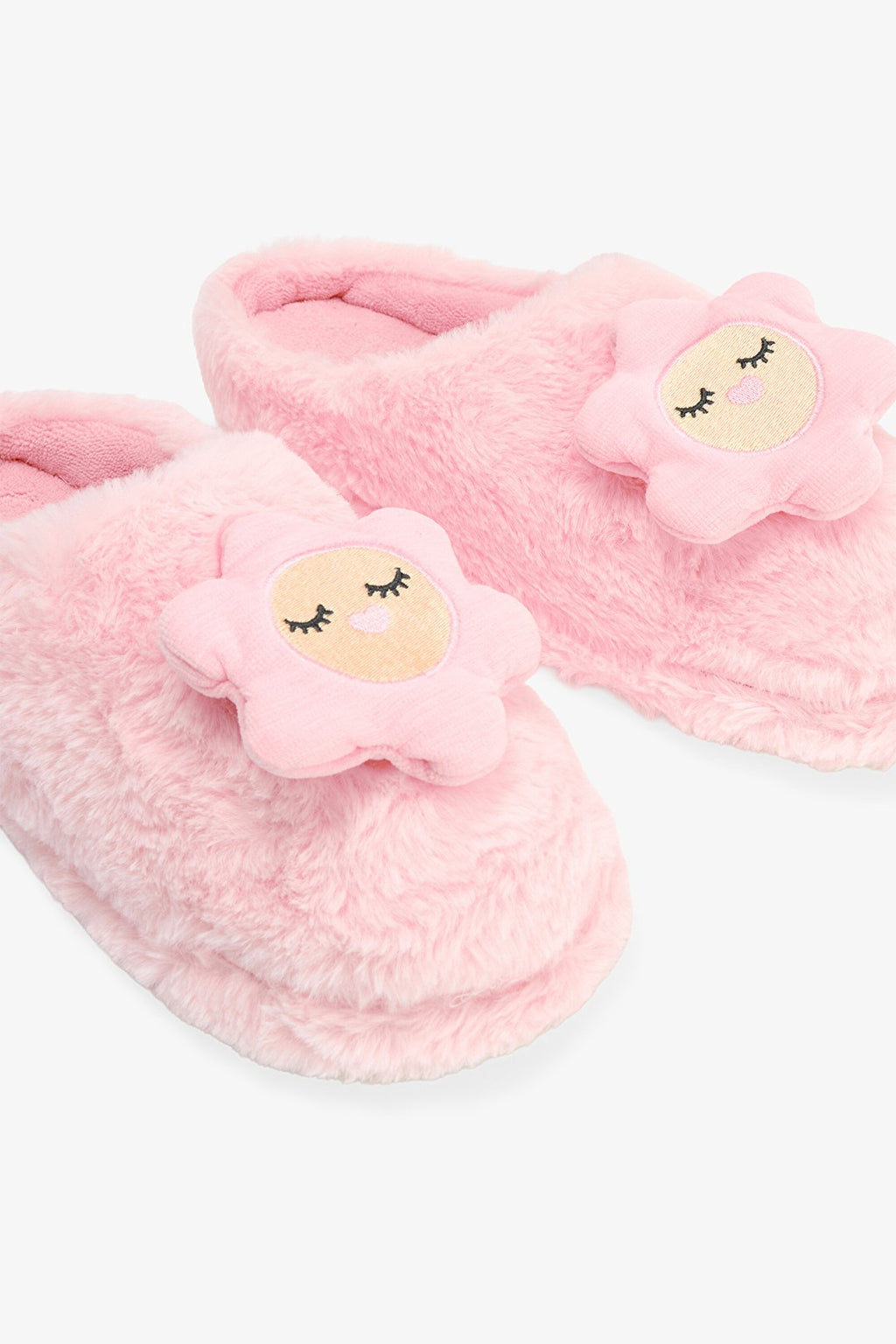 Light Pink Happy Flower 3D Floral Embroidered Slippers