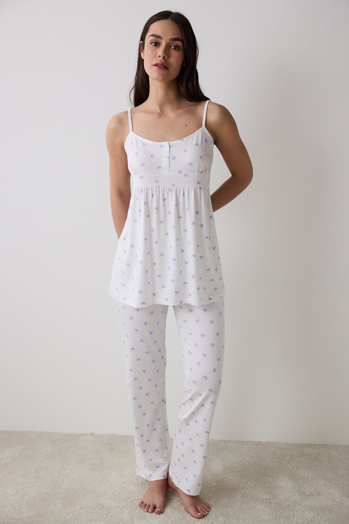 Lana Printed Pants Off White Pajama Set