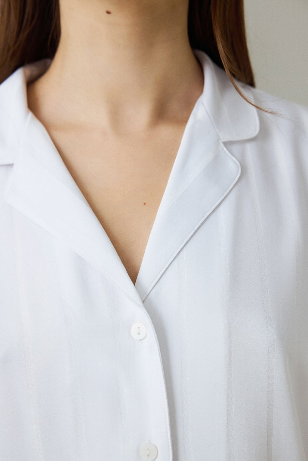 Optic White Aria Satin Shirt Collar Short Sleeve Pajama Set