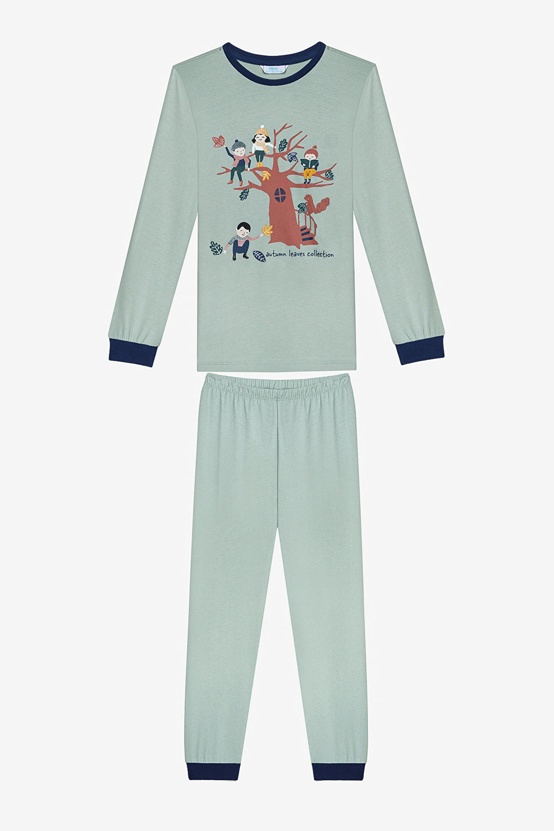 Cotton Boy Leaves 2-Piece Multicolored Pajama Set