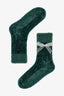 Dark Green Joyous Christmas Themed Velvet House Slippers