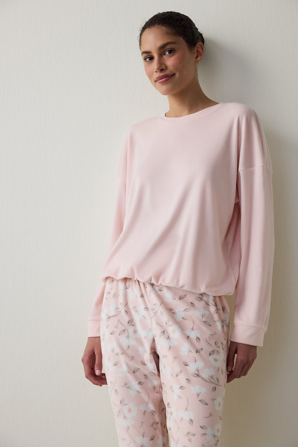 Light Pink Ellie Crew Neck Pajama Top