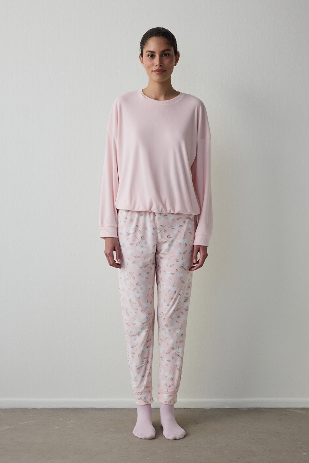 Light Pink Ellie Crew Neck Pajama Top