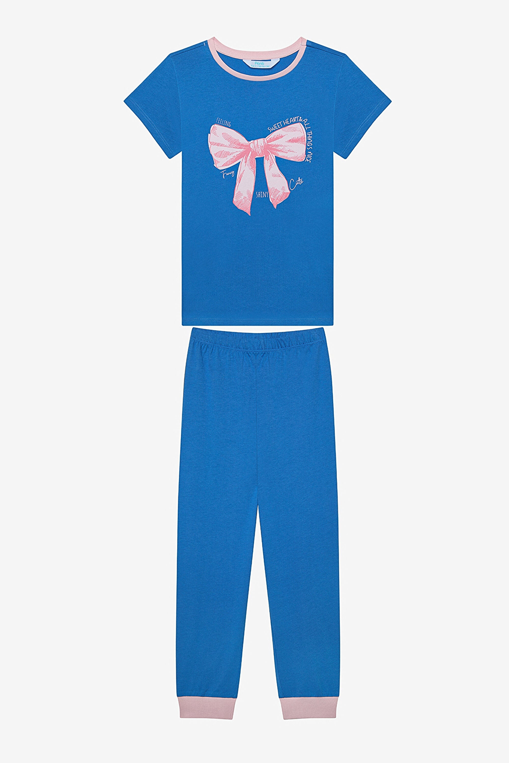 Girls Bow & Rose 2-Piece Multicolored Pajama Set