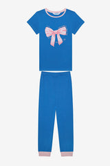 Girls Bow & Rose 2-Piece Multicolored Pajama Set