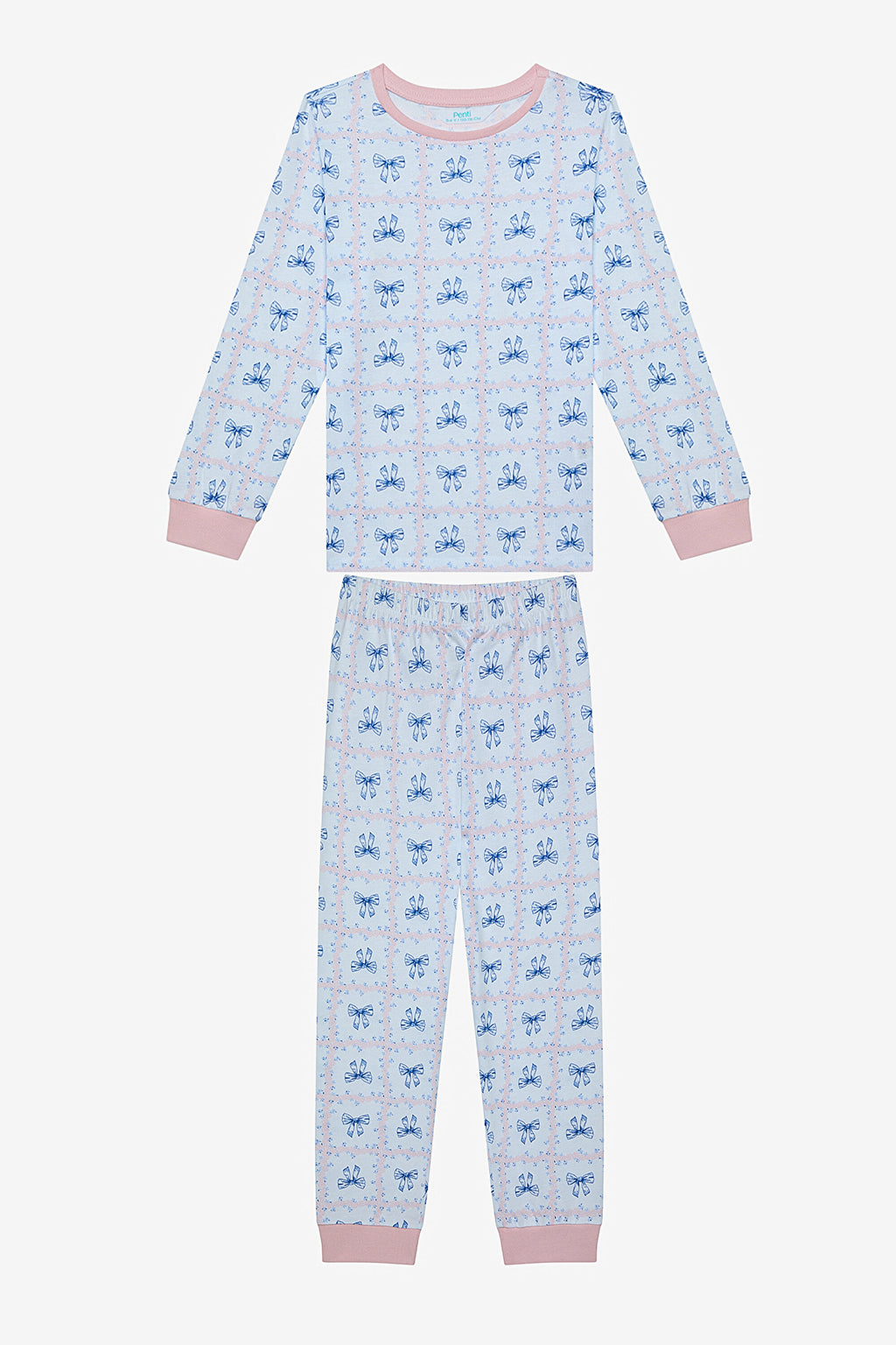 Girls Bow & Rose 2-Piece Multicolored Pajama Set