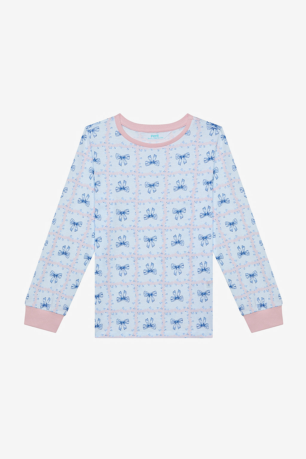 Girls Bow & Rose 2-Piece Multicolored Pajama Set