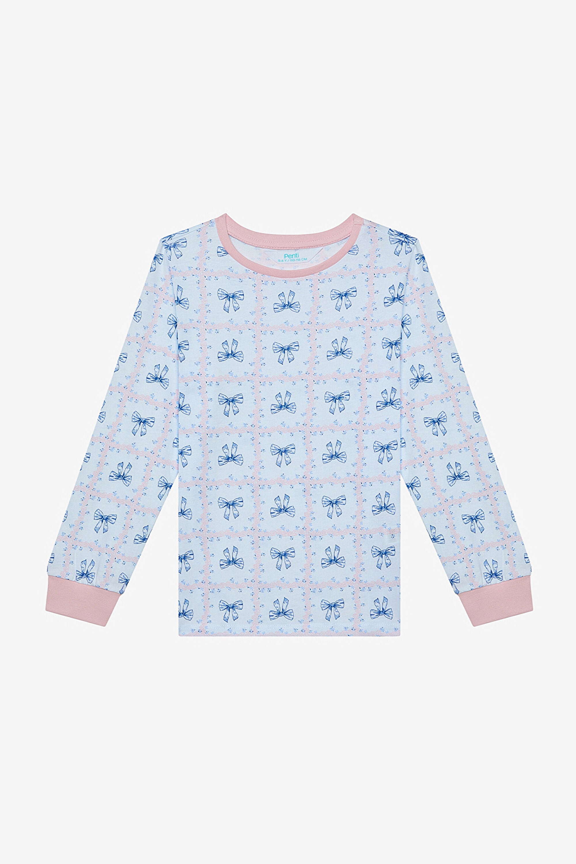 Girls Bow & Rose 2-Piece Multicolored Pajama Set