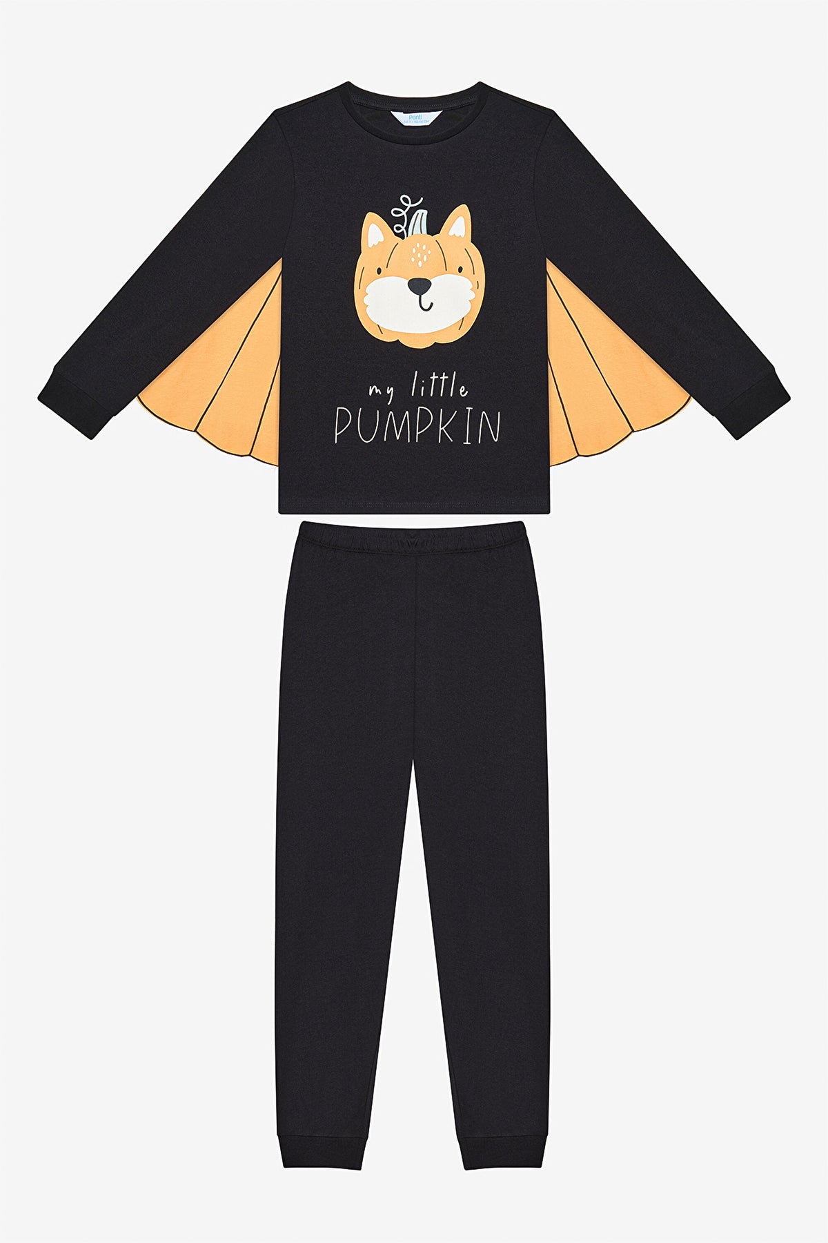 Cotton Unisex Kids Pumpkin Bear Antique Green Pajama Set